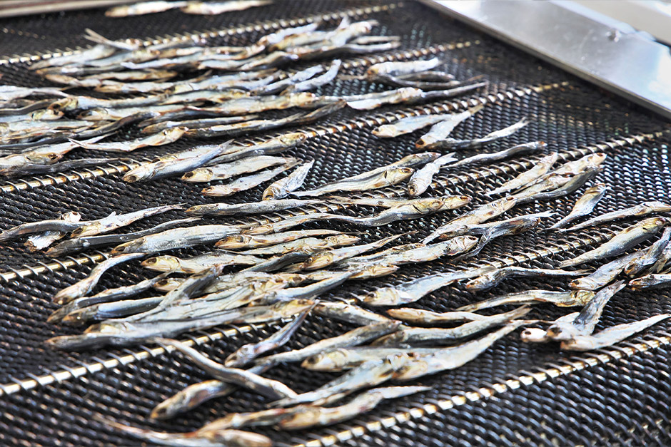 Sardines being cooked. The end result is aromatic and crispy.