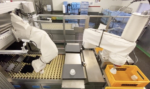 finibo installed on a conveyor-type dish washer in the ANAC Haneda Factory